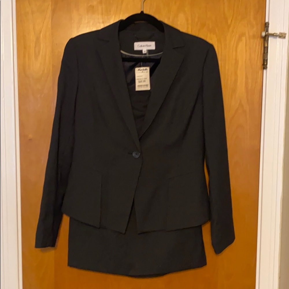 Calvin Klein navy pinstripe suit